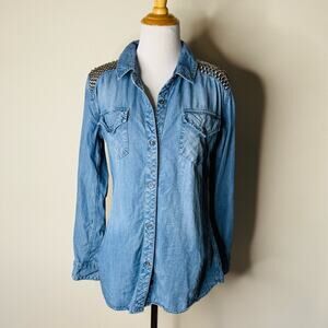 Rails Silver Studded Chambray Button Down Shirt